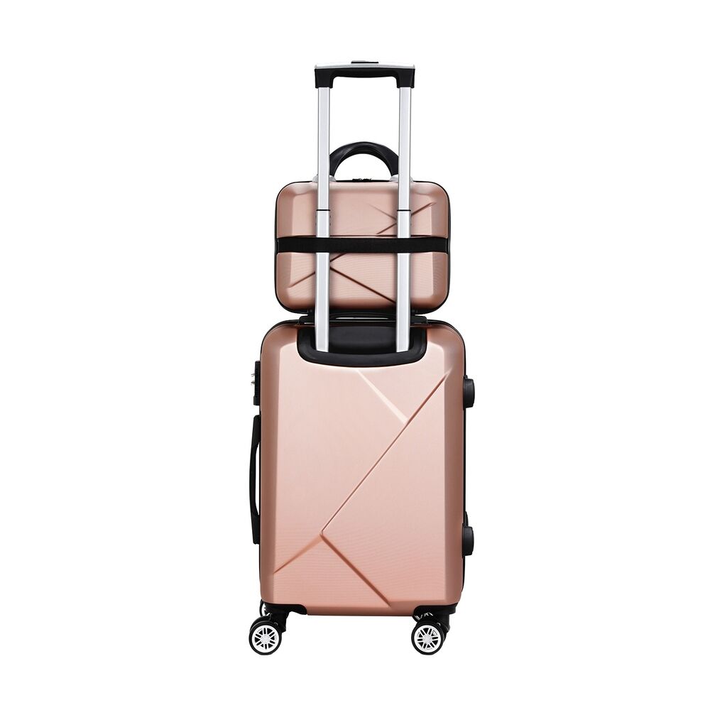 Wanderlite 2pc Luggage 12" 20" Trolley Travel Suitcase Storage Carry On TSA Lock Rose Gold Price