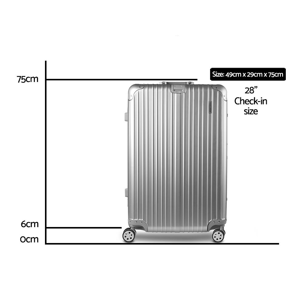 Wanderlite 28" Luggage Trolley Travel Suitcase Set TSA Carry On Lightweight Aluminum Silver Price