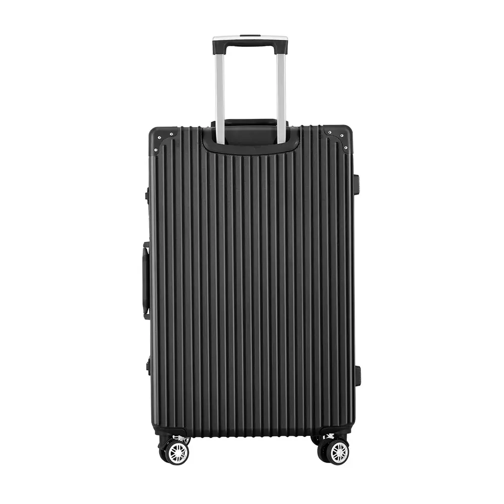 28" Luggage Trolley Travel Suitcase Set TSA Hard Case Lightweight Aluminum Black Price