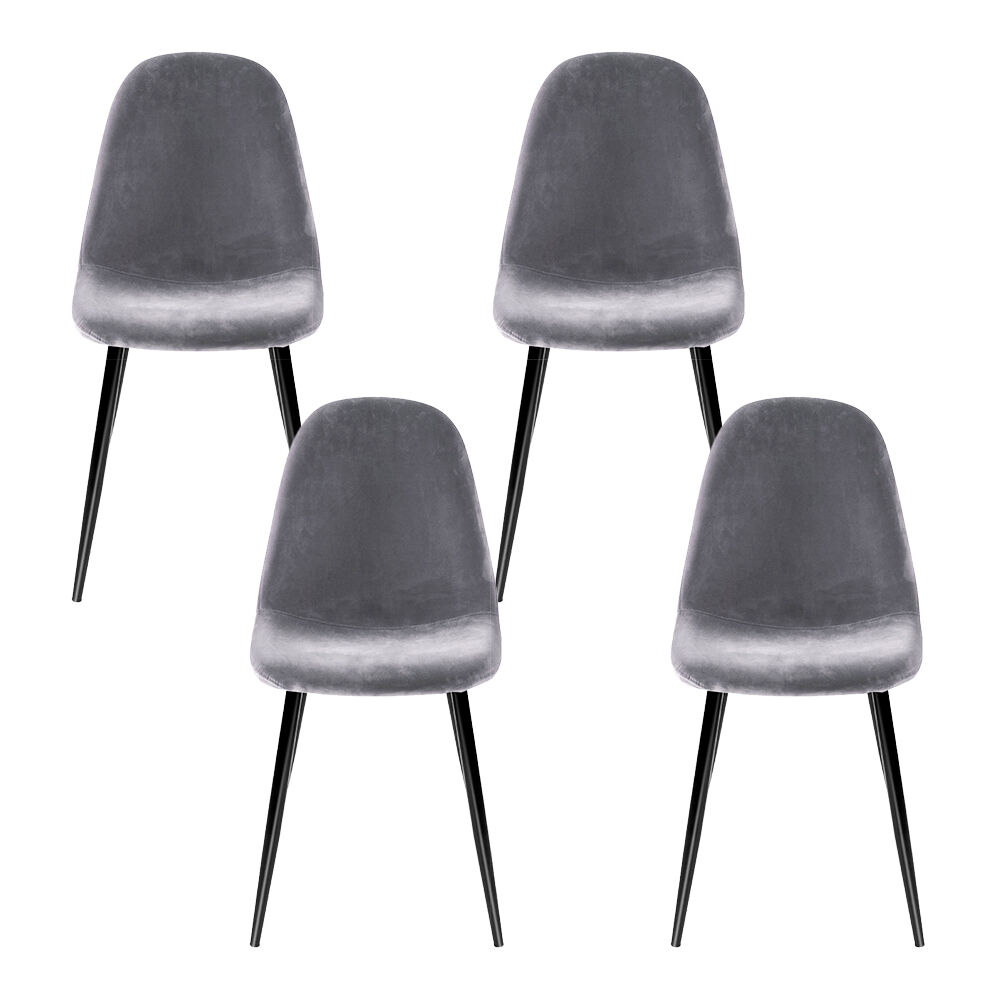 Dining Chairs Set of 4 Velvet Curved Slope Grey Price
