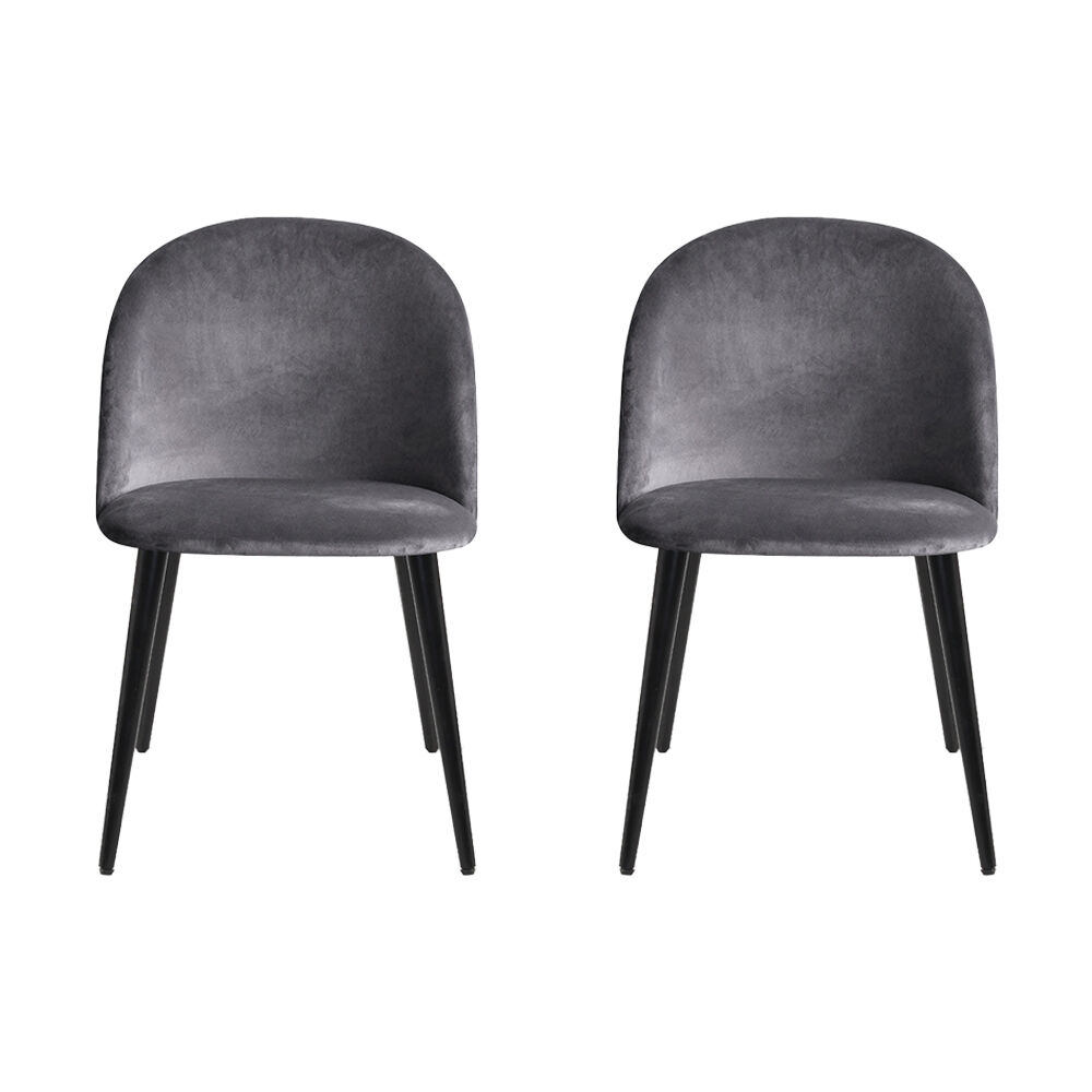 Dining Chairs Set of 2 Velvet Solid Curved Dark Grey Price