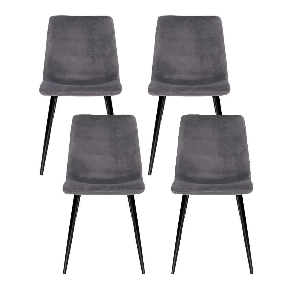Dining Chairs Set of 4 Velvet Horizontal Slope Grey Price