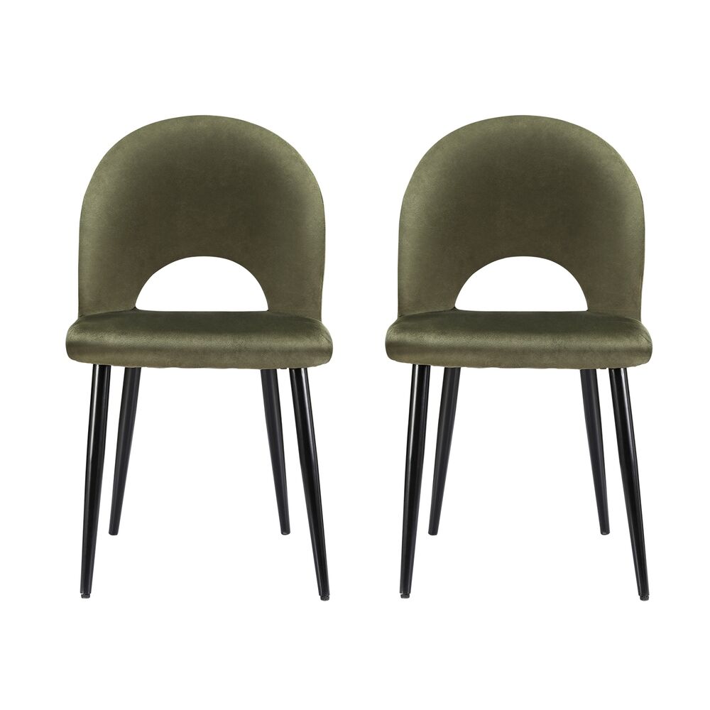 Dining Chairs Set of 2 Velvet Hollow Green Price