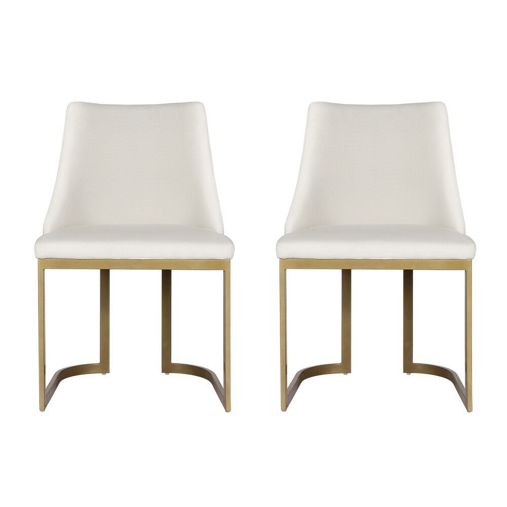 Dining Chairs Set of 2 Linen Fabric Frame Beige Price