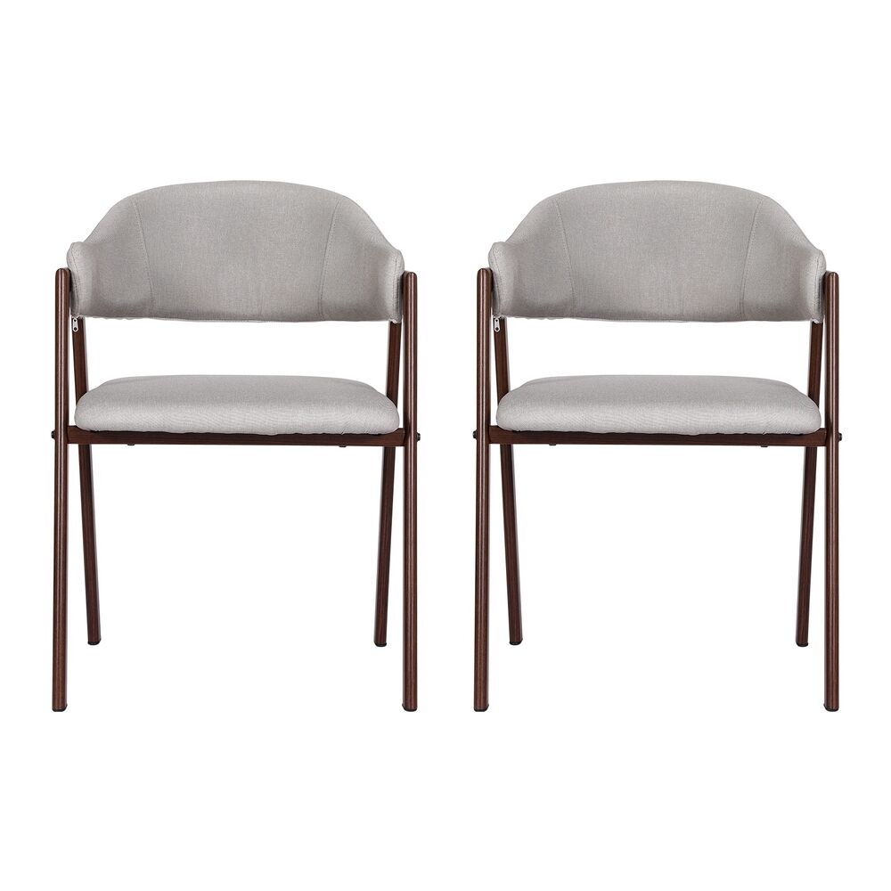 Dining Chairs Set of 2 Linen Hollow Armchair Grey Price