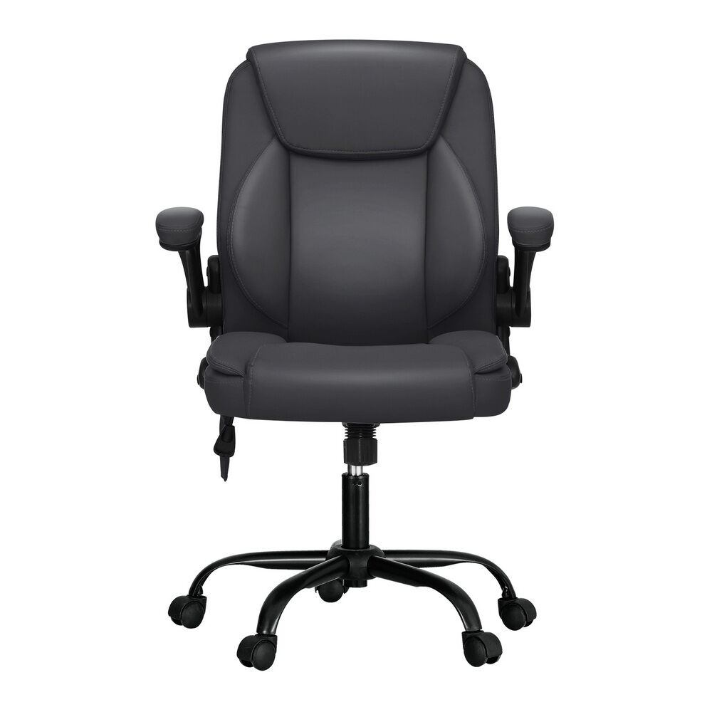 2 Point Massage Office Chair Leather Mid Back Grey Price