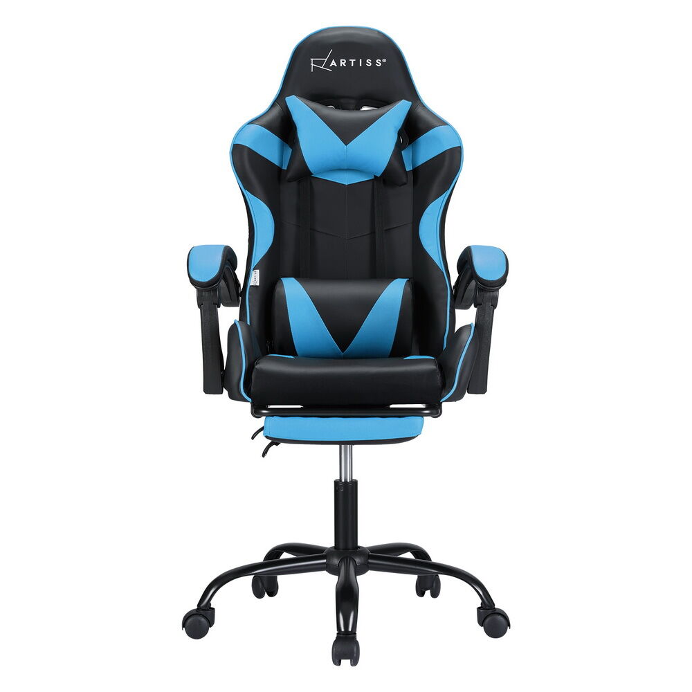 2 Point Massage Gaming Office Chair Footrest Cyan Blue Price