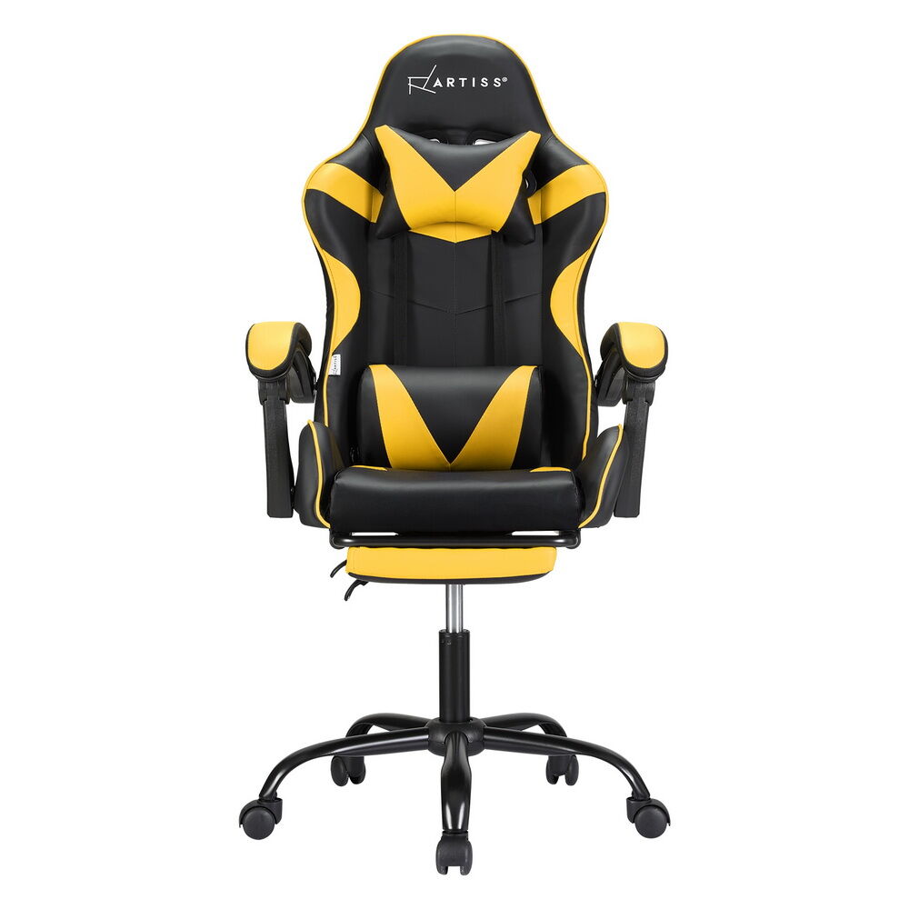 2 Point Massage Gaming Office Chair Footrest Yellow Price
