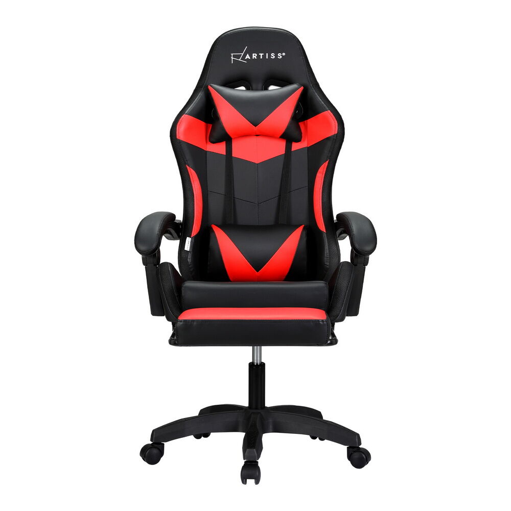 6 Point Massage Gaming Office Chair 7 LED Footrest Red Price