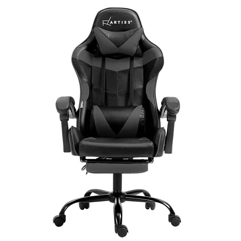Gaming Office Chair Executive Computer Leather Chairs Footrest Grey Price