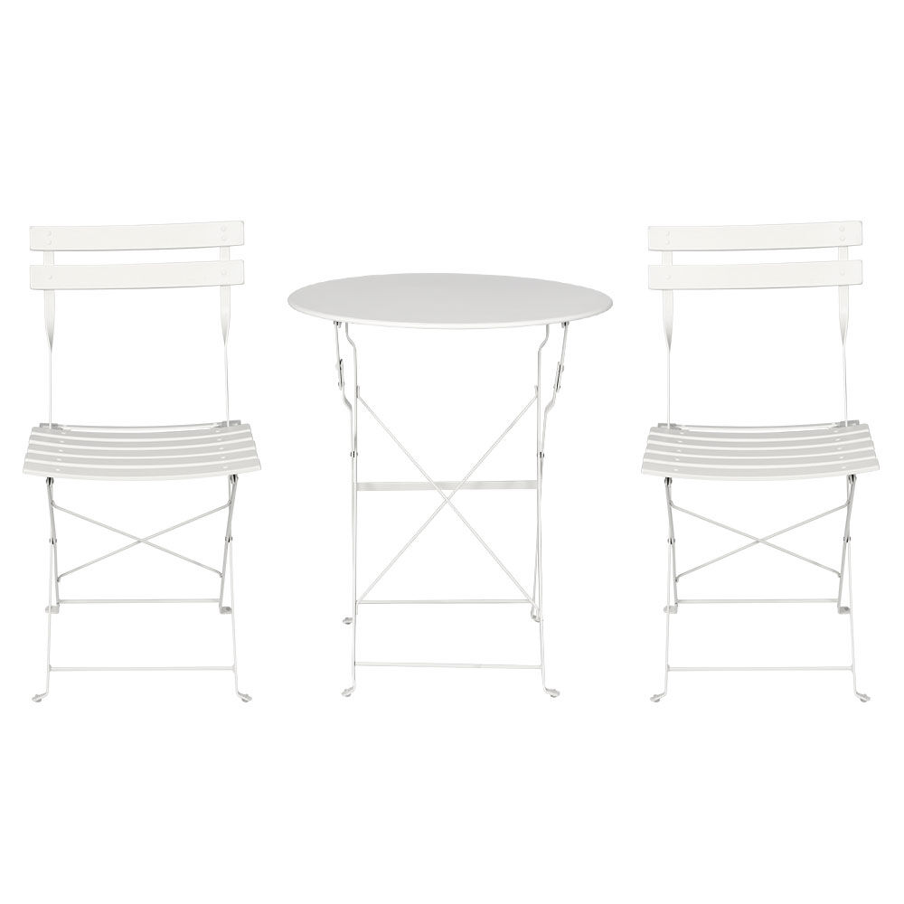 3PC Outdoor Bistro Set Steel Table and Chairs Patio Furniture White Price