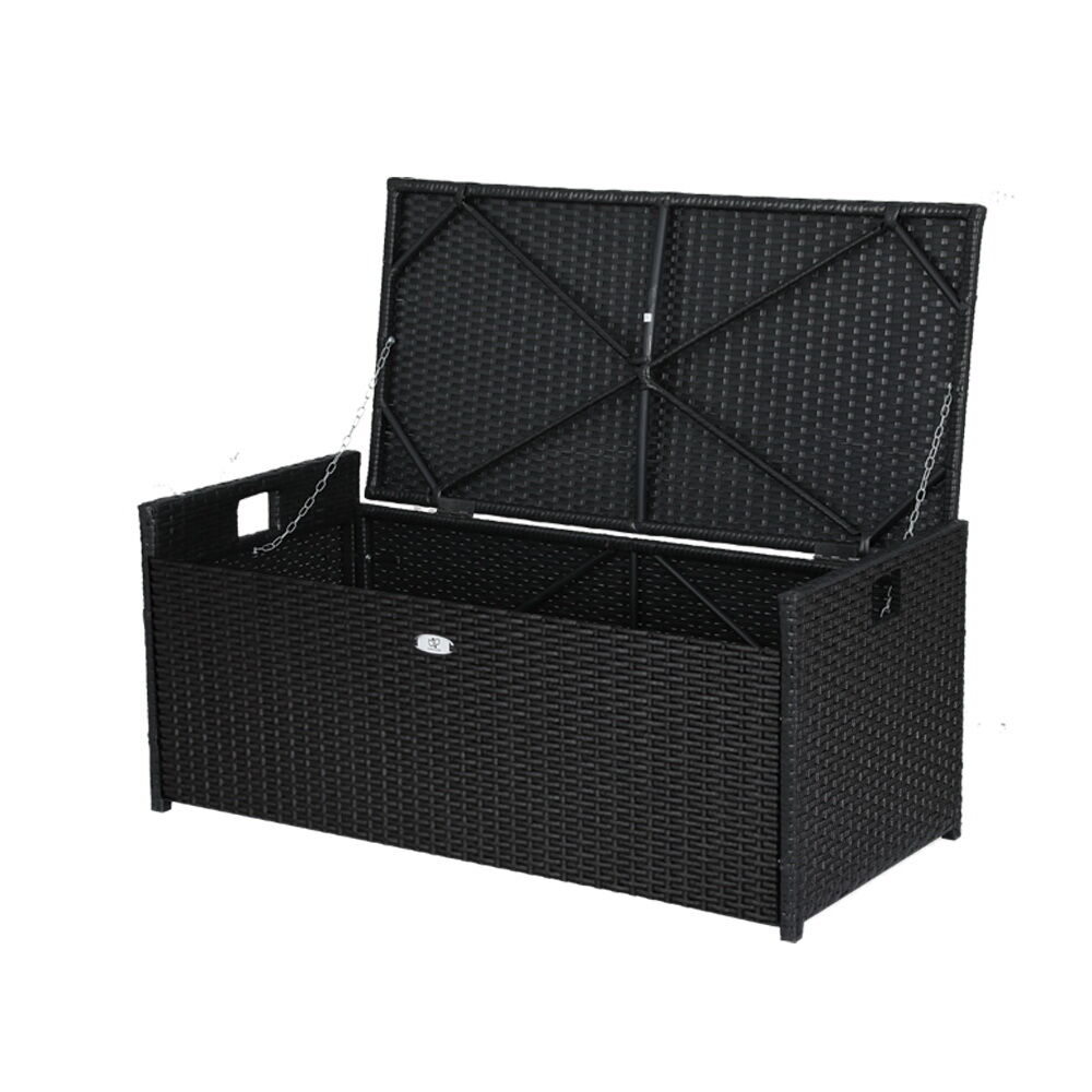 Outdoor Storage Bench Box Wicker Garden Sheds Tools Cushion Patio Furniture Black Price