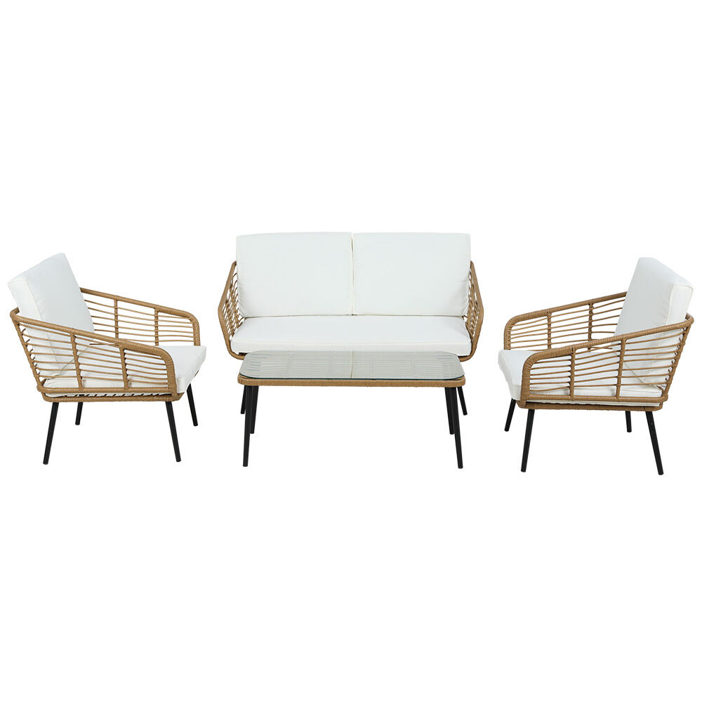 4-Piece Outdoor Sofa Set Rattan Lounge Setting Table Chairs Price