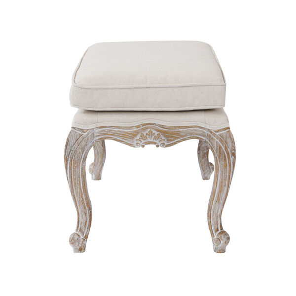 Ottoman Linen Fabric Beige Oak Wood White Washed Finish Price