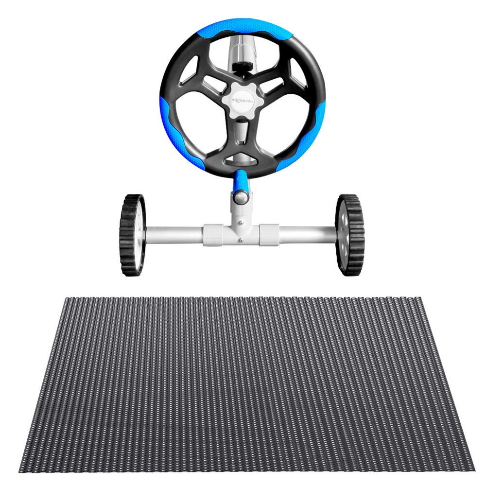 Aquabuddy Pool Cover 600 Micron 6.5x3m w/ Roller 5.55m Black Solar Blanket Price
