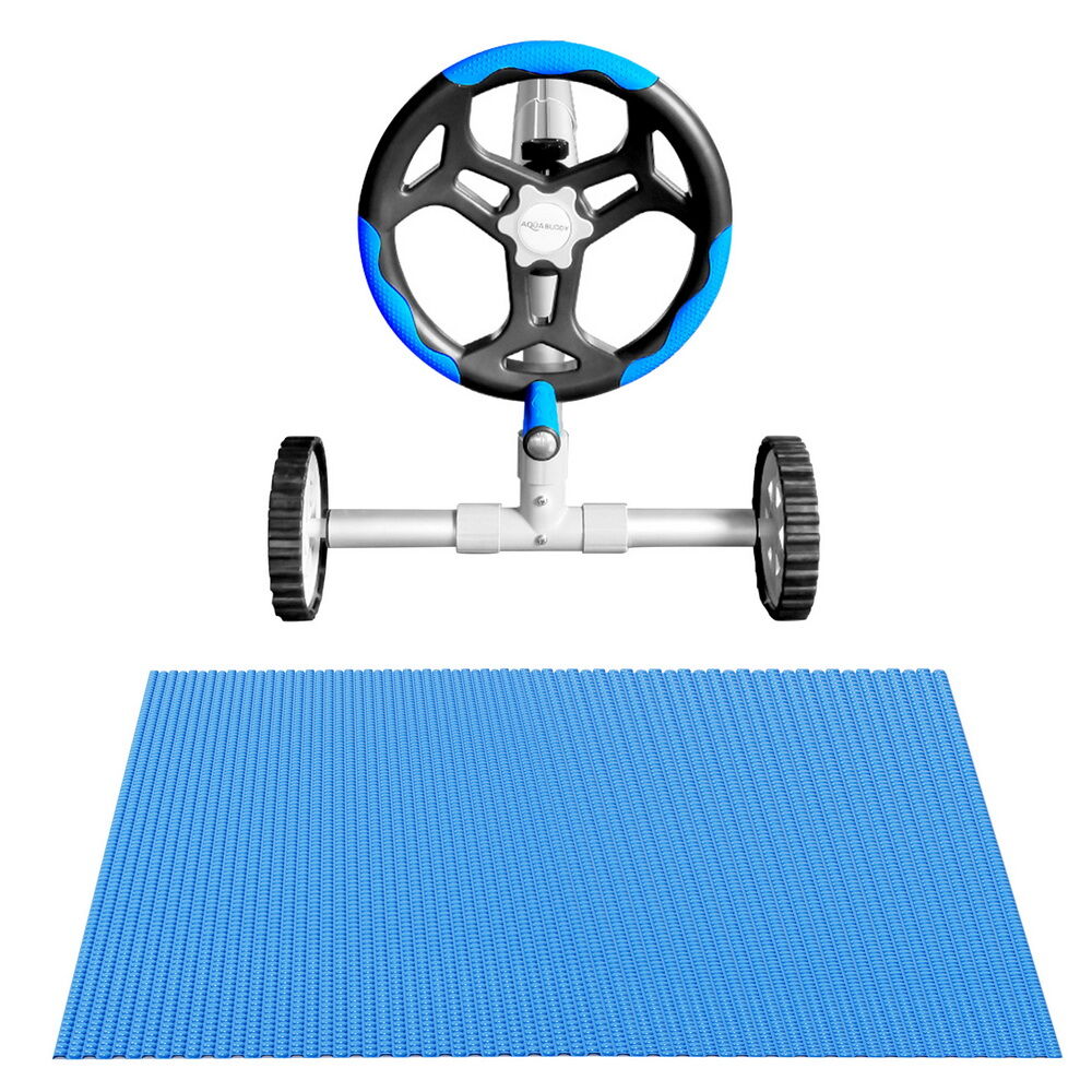 Aquabuddy Pool Cover 600 Micron 7x4m w/ Roller 5.55m Solar Blanket Blue Price