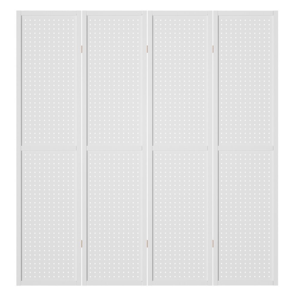 4 Panel Room Divider Screen 164x170cm Pegboard White Price