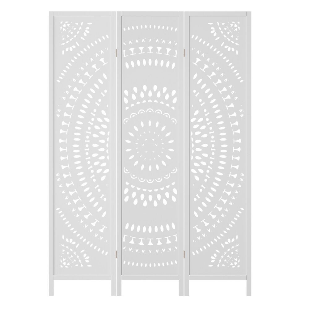 3 Panel Room Divider Screen 132x170cm Circle White Price