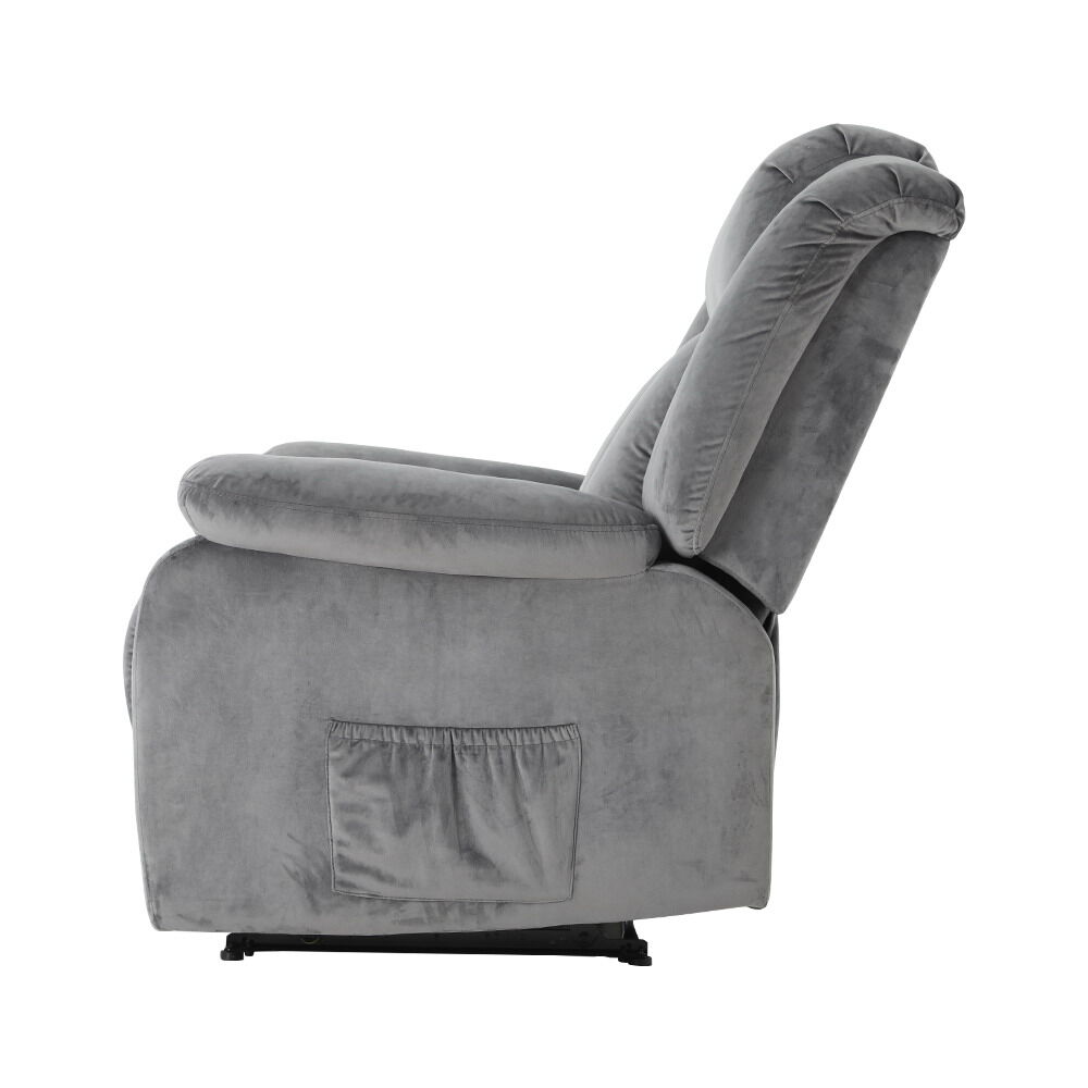 Recliner Chair Electric Massage Chair Velvet Lounge Sofa Heated Grey Price