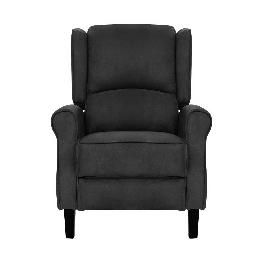 Recliner Chair Adjustable Sofa Lounge Soft Suede Armchair Couch Charcoal Price