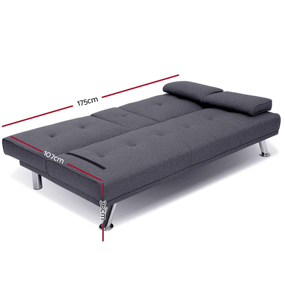 Sofa Bed 175CM Dark Grey Fabric Price