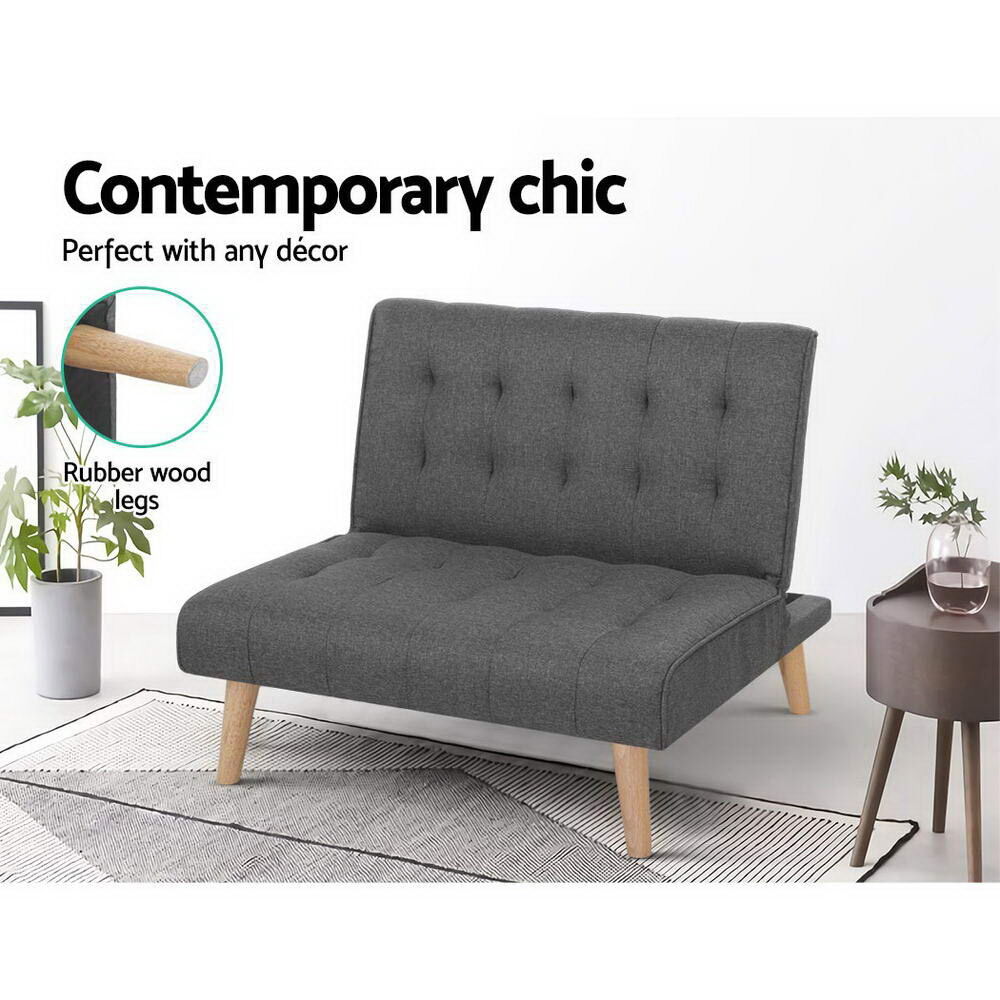 Recliner Single Sofa Bed Dark Grey Fabric Price