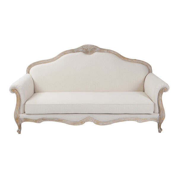 Oak Wood White Washed Finish Rolled Armrest 3+2 Seater Sofa Set Linen Fabric Price