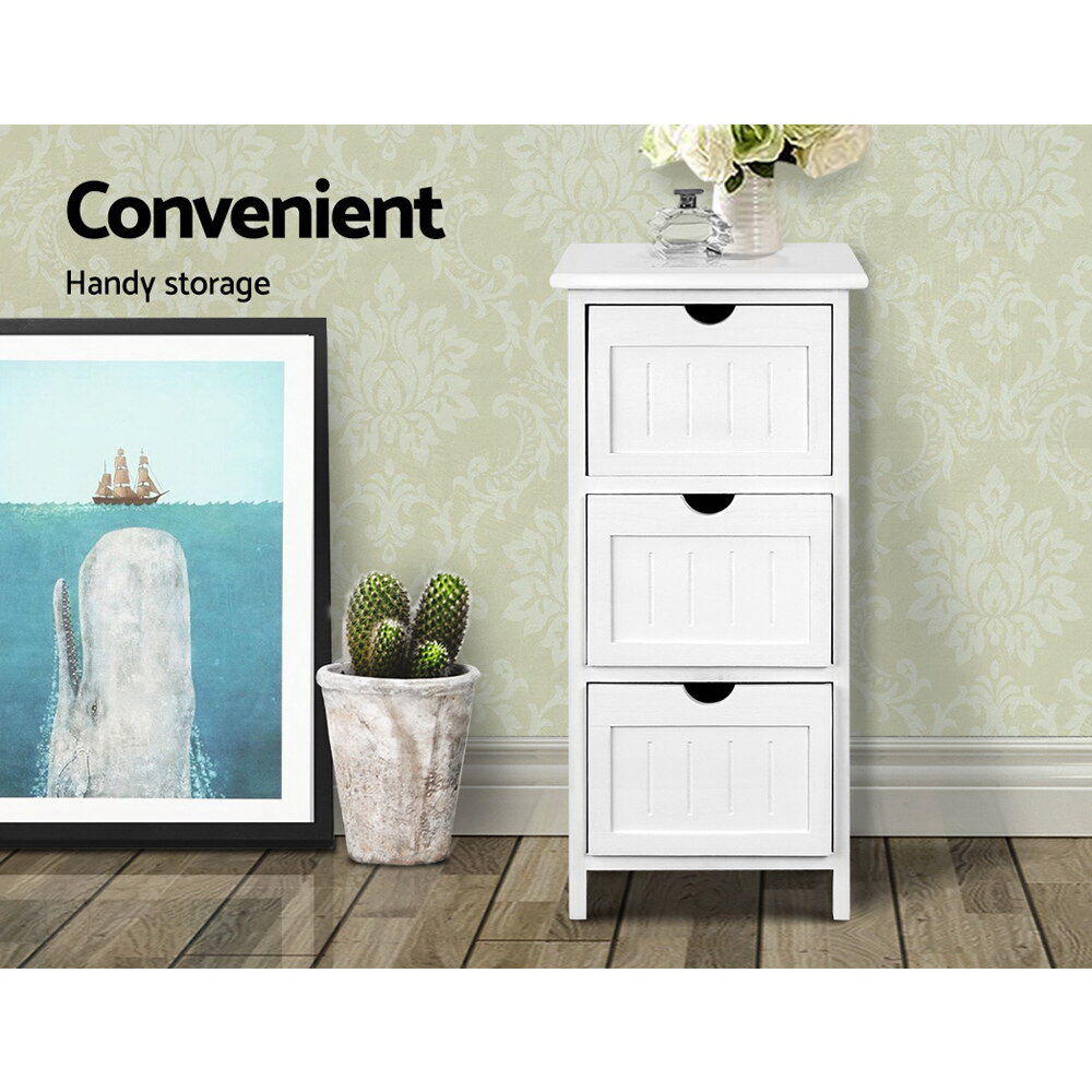 Bedside Table Bathroom Storage Cabinet 3 Drawers White Price