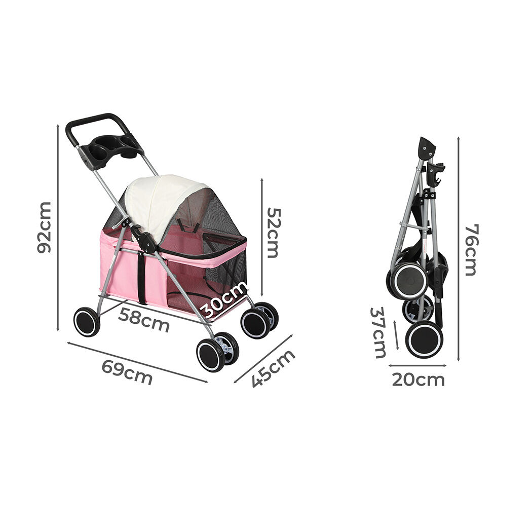 Pet Stroller Dog Cat Carrier Foldable Pink Price