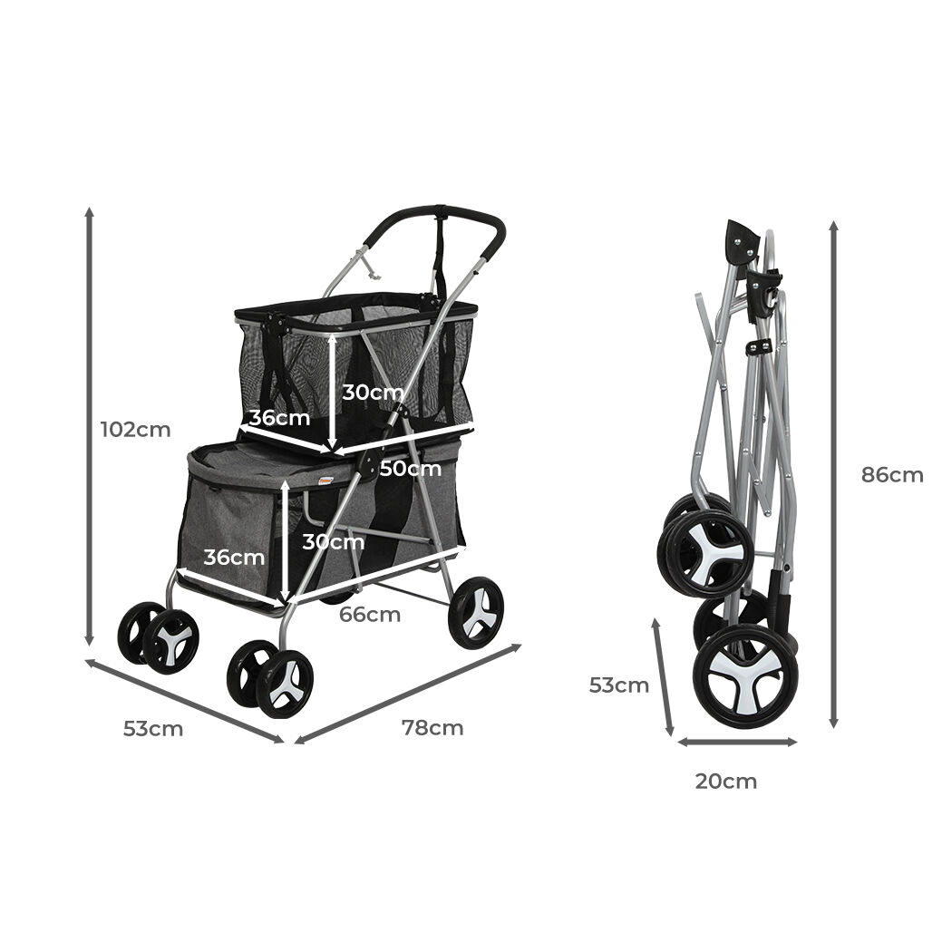 Pet Stroller 2-Tier Dog Cat Carrier Foldable Price