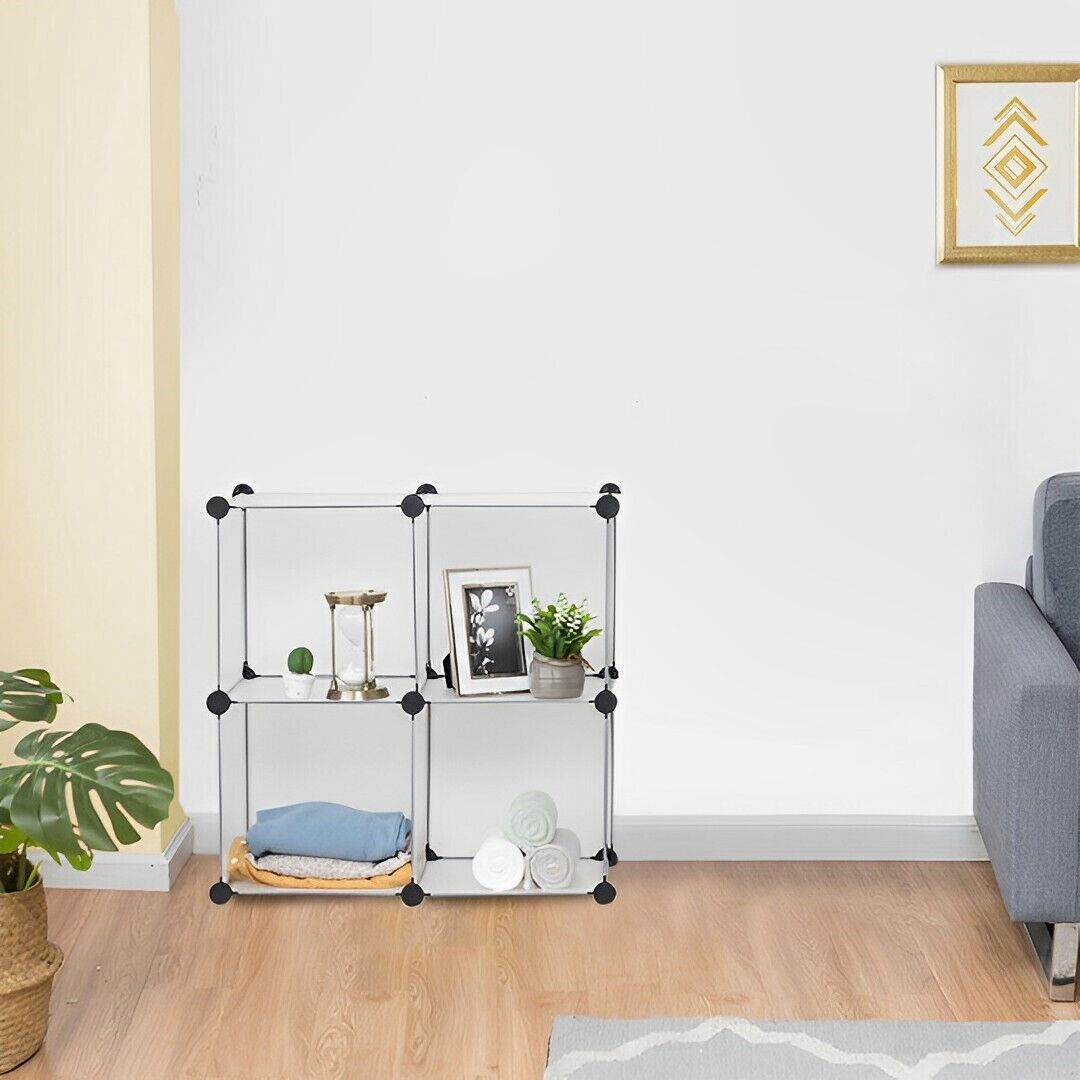 4-cube transparent shelf box portable cubby diy storage shelves modular closet organiser Price