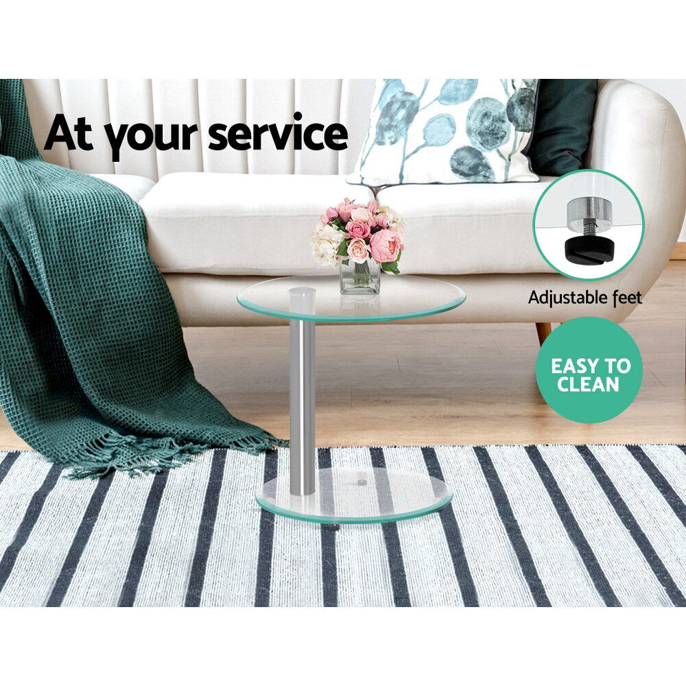 Coffee Table Round Tempered Glass Side End Beside Tables Cafe 45cm Price