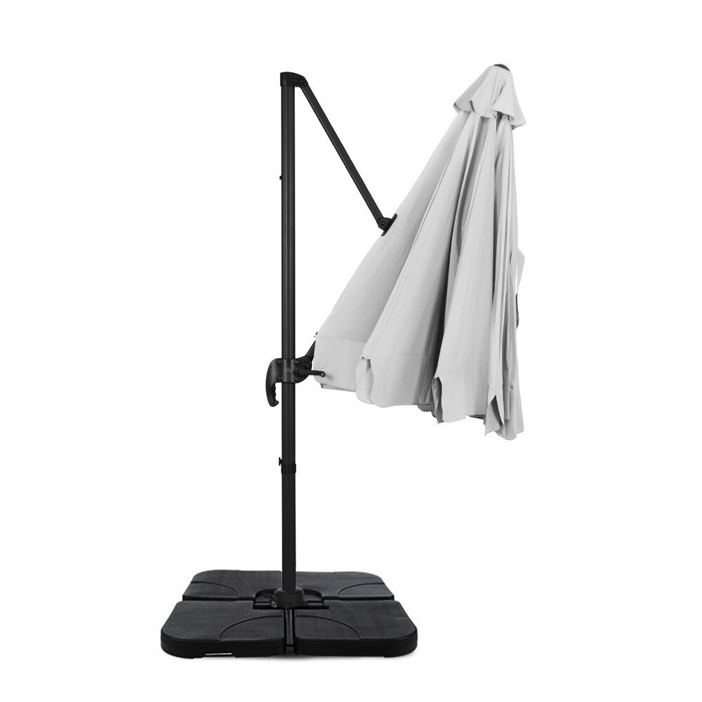 3m Outdoor Umbrella w/Base Cantilever Beach Roma 360 Degree Tilt Grey Price