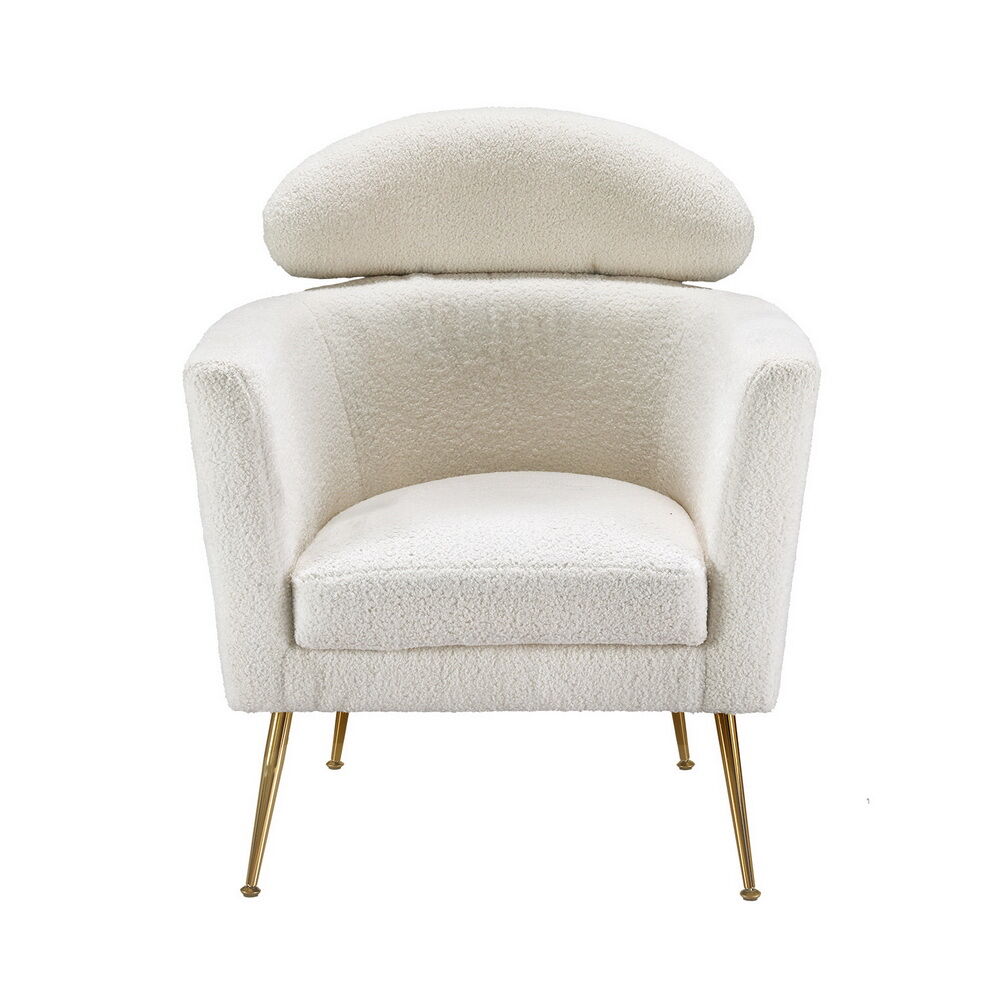 Armchair Boucle Fabric White Yoli Price