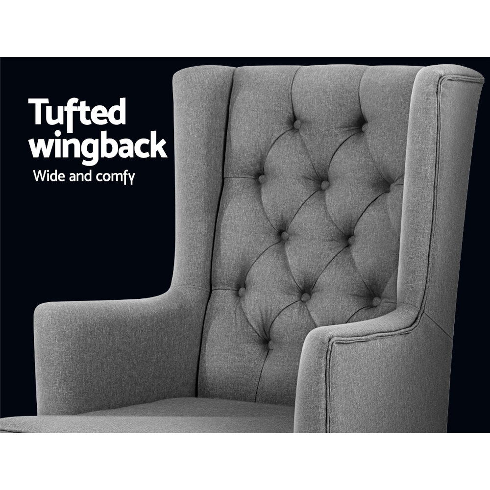 Rocking Chair Armchair Linen Fabric Grey Gaia Price
