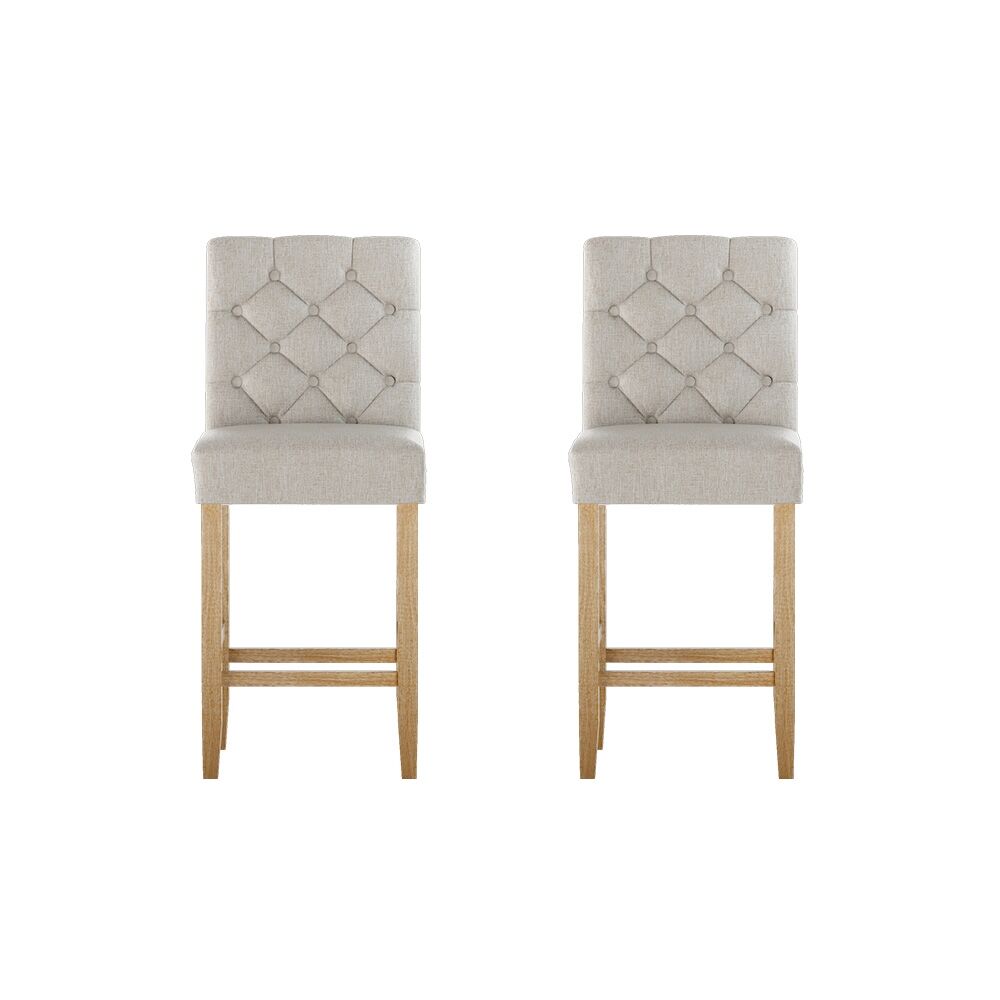 2x Bar Stools Linen Upholstered Chairs Price