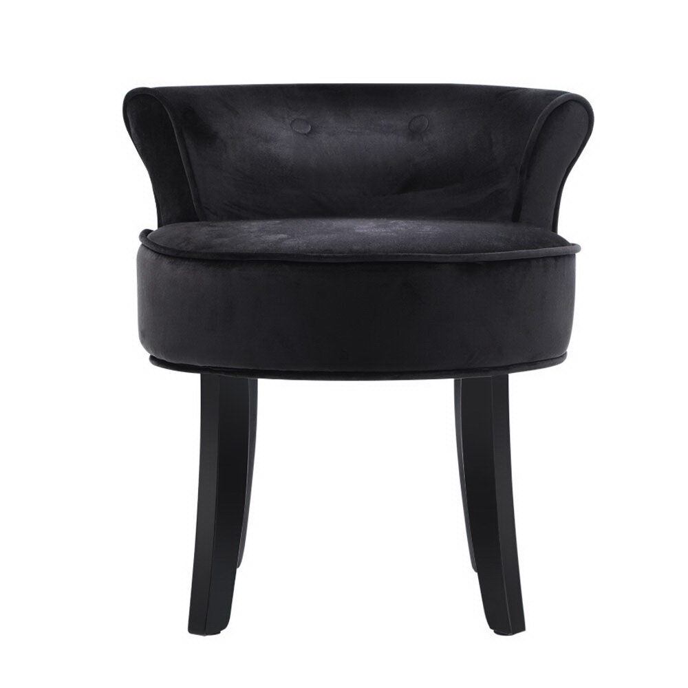 Vanity Stool Velvet Black Abella Price