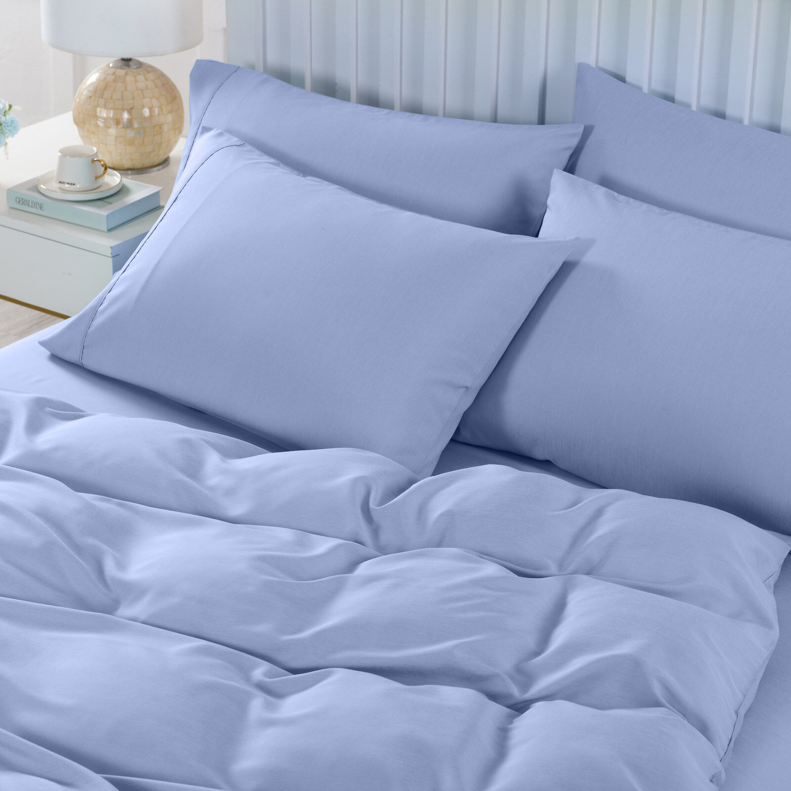 Royal Comfort 2000TC 6 Piece Bamboo Sheet & Quilt Cover Set Cooling Breathable - Double - Light Blue Price