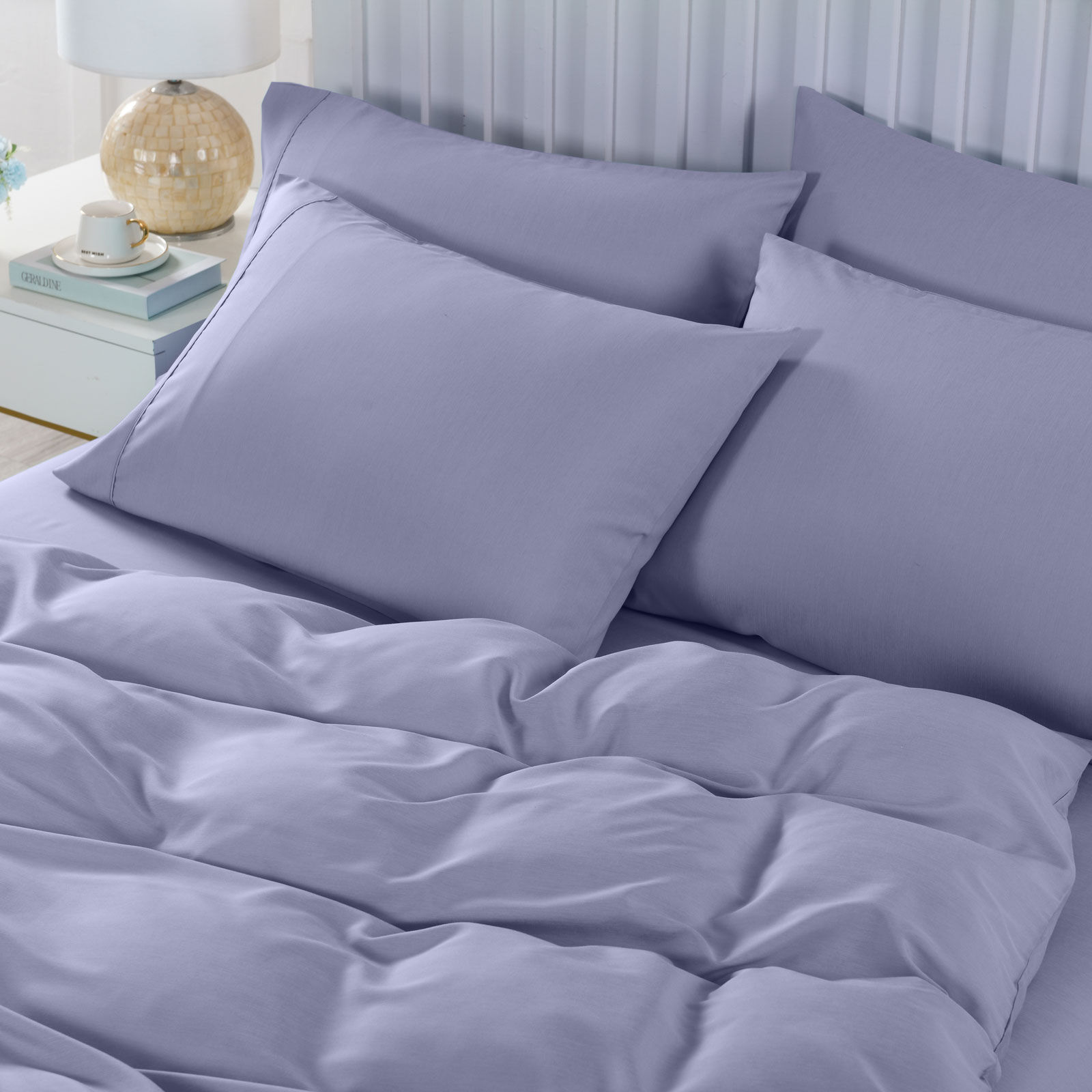 Royal Comfort 2000TC 6 Piece Bamboo Sheet & Quilt Cover Set Cooling Breathable - Double - Lilac Grey Price