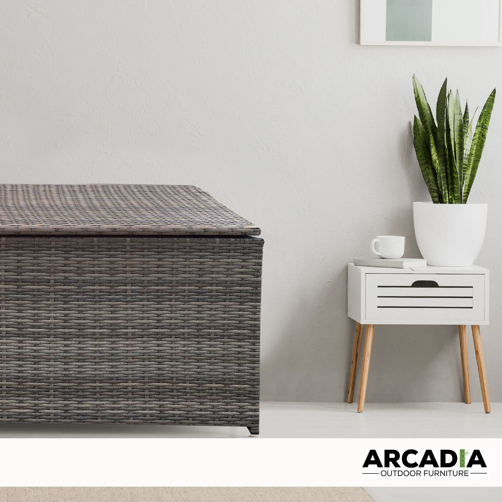 Arcadia Furniture Outdoor Rattan Storage Box Garden Toy Tools Shed UV Resistant - Oatmeal Price