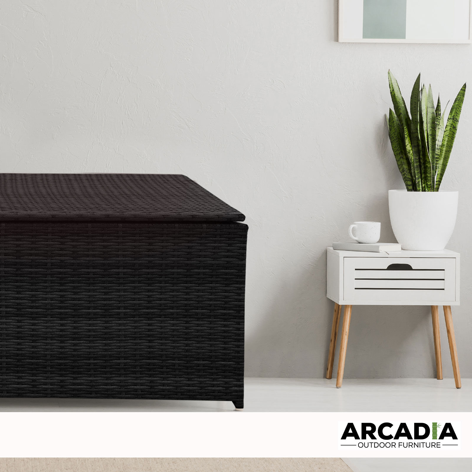 Arcadia Furniture Outdoor Rattan Storage Box Garden Toy Tools Shed UV Resistant - Black Price