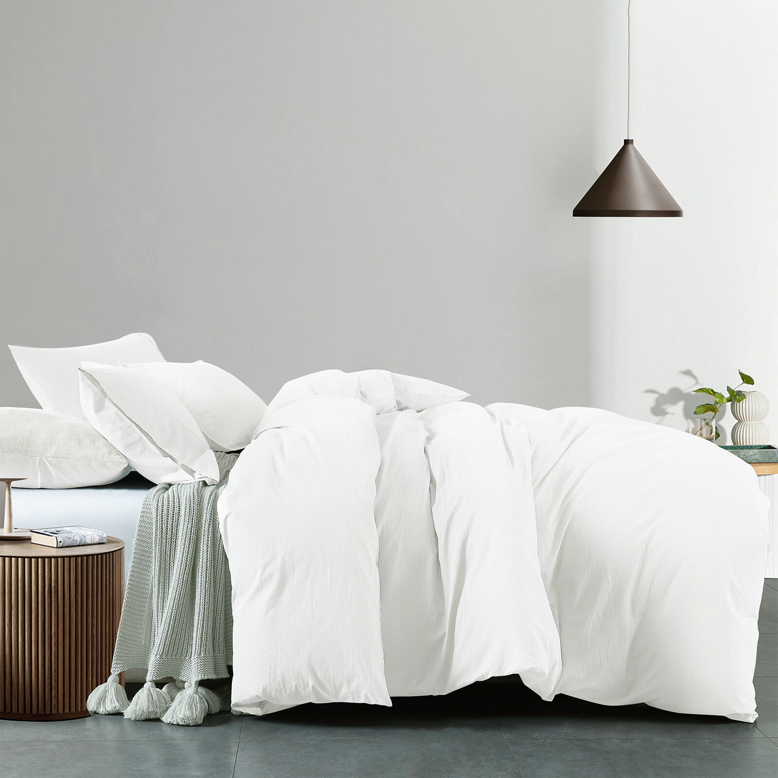 Royal Comfort Vintage Washed 100% Cotton Quilt Cover Set Bedding Ultra Soft - Double - White Price