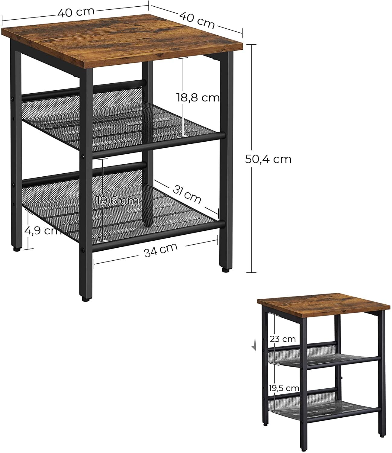 Westwego Industrial Set of 2 Bedside Tables with Adjustable Mesh Shelves Rustic Brown and Black Price