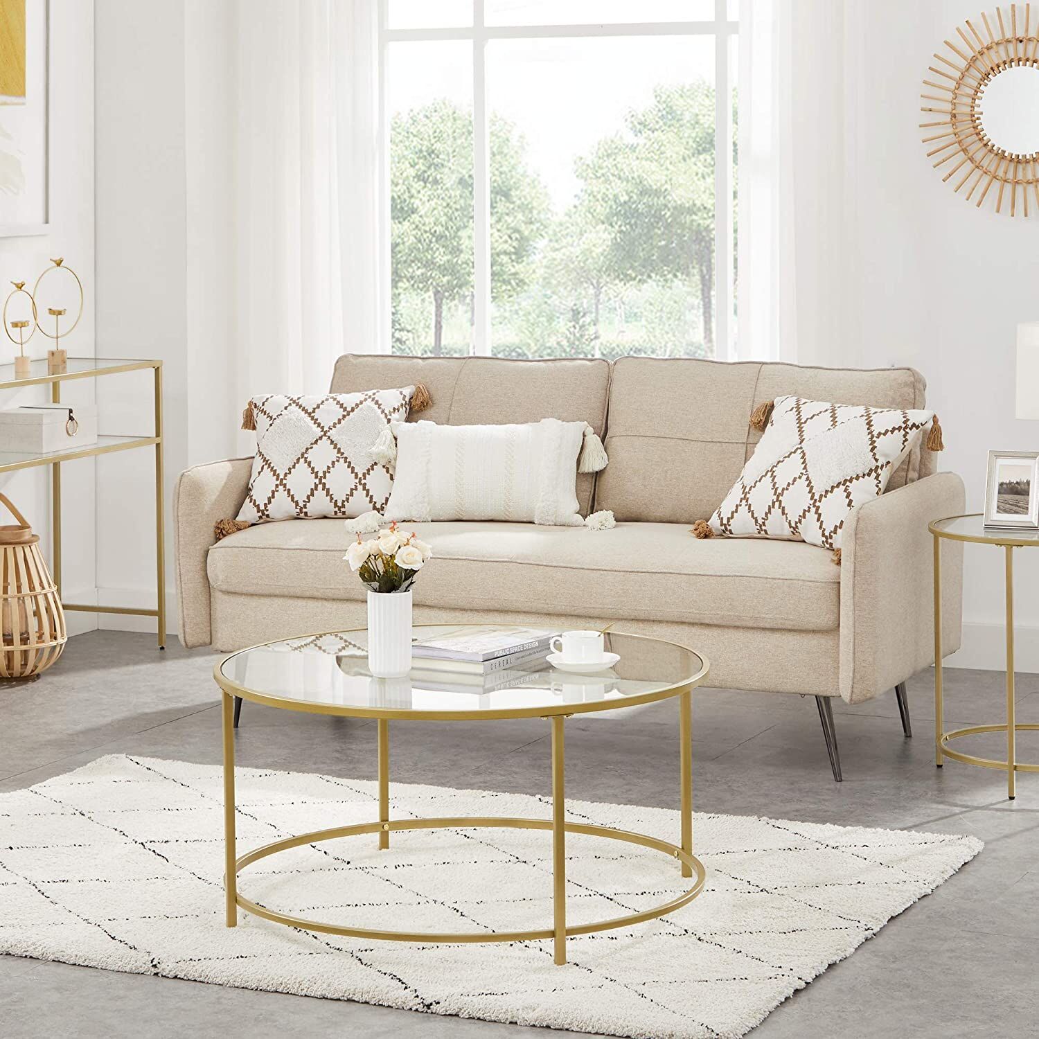 Gold Glass Table with Golden Iron Frame Stable and Robust Tempered Glass Price