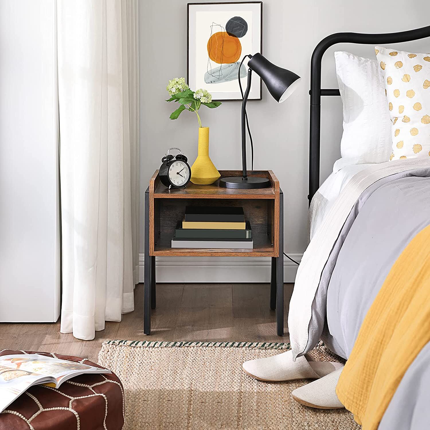 Birch Vintage Nightstand Stackable End Table Wood Look Accent Furniture Metal Frame Price