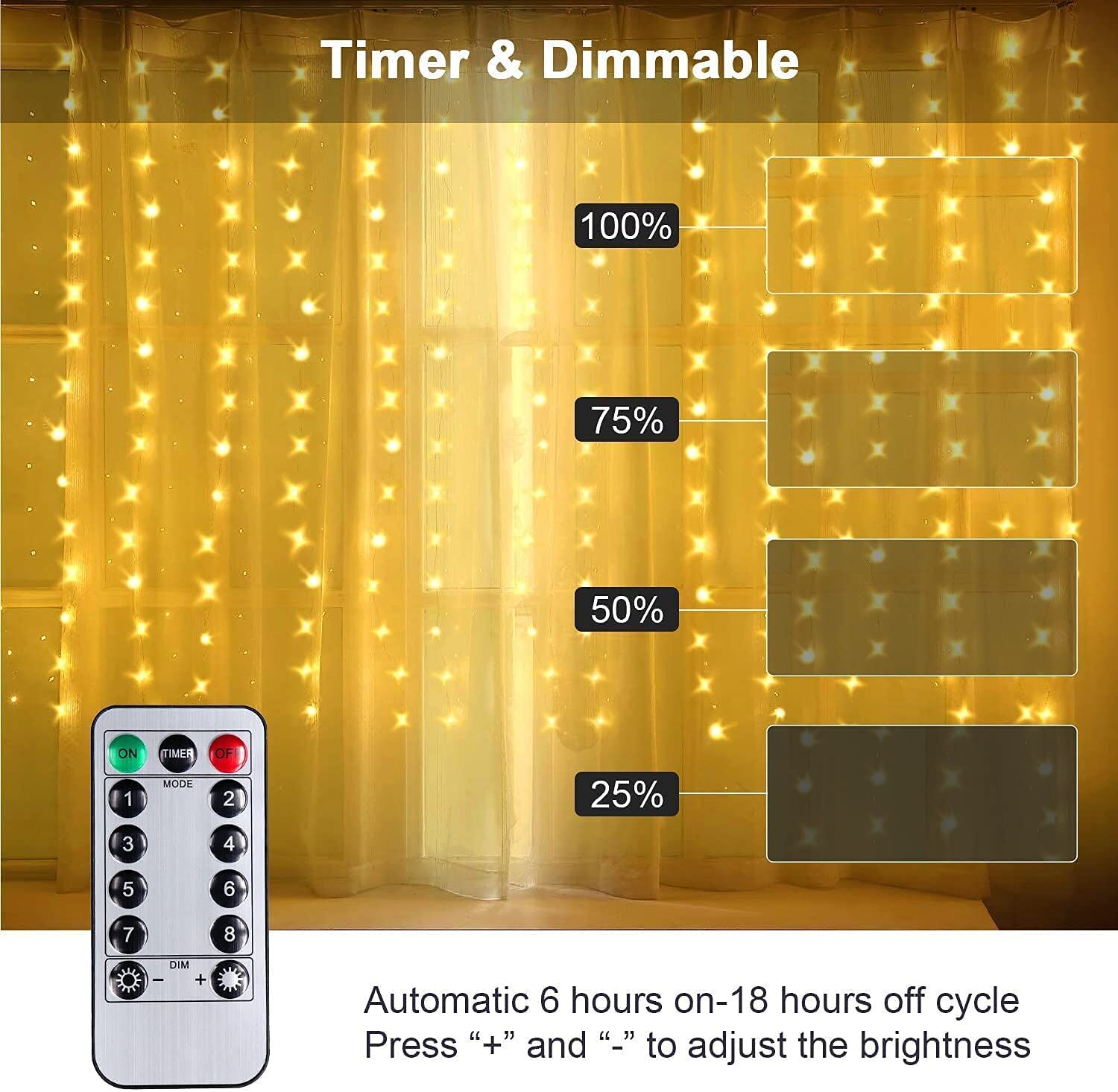 USB Powered 300 LED Curtain String Light with 8 Modes and Remote Control for Bedroom Party Wedding Decorations Price