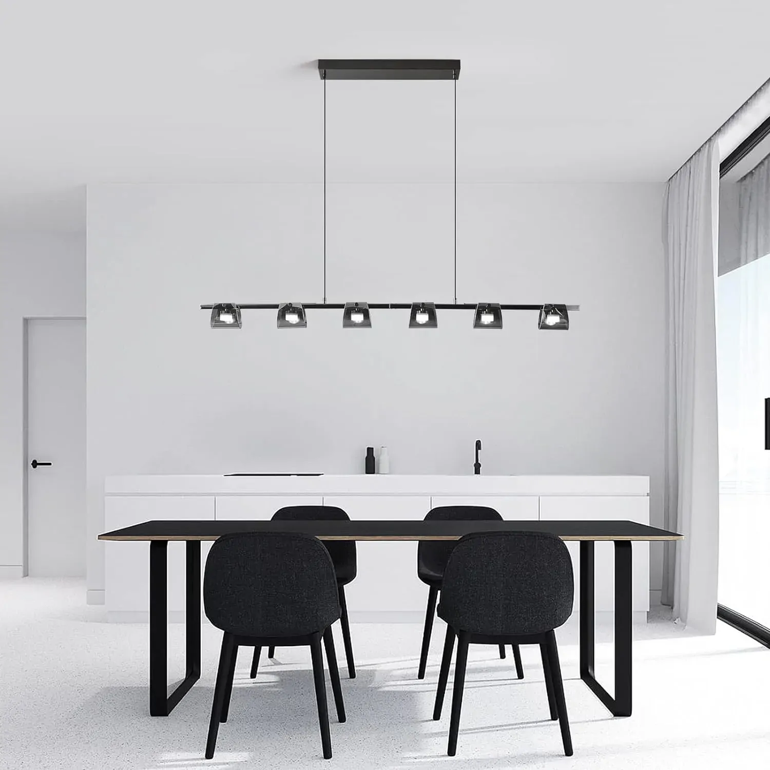 Modern LED Chandelier, 6 Lights, 48W Price
