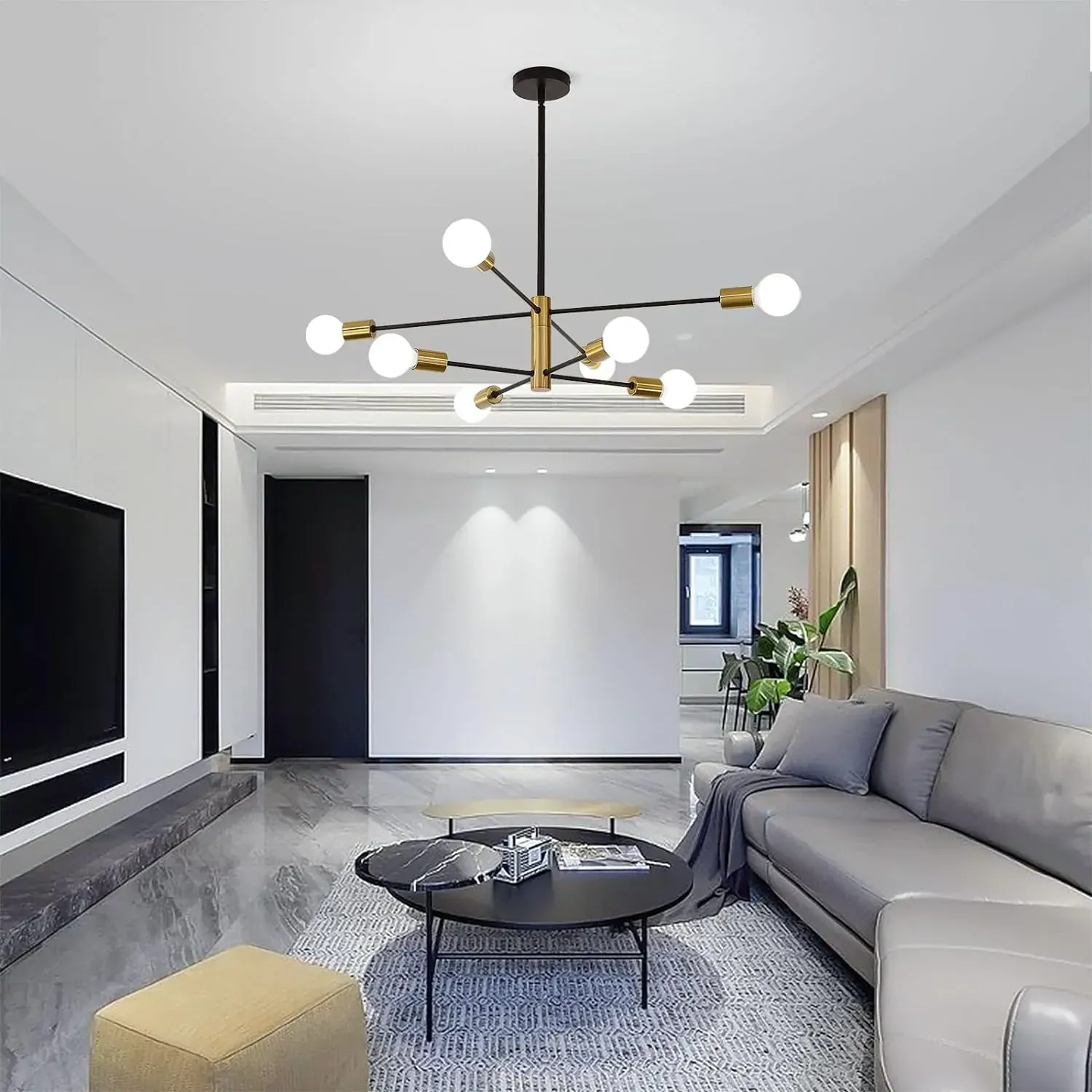 Sputnik Chandelier Modern Industrial, 8-Light , Black & Gold Price