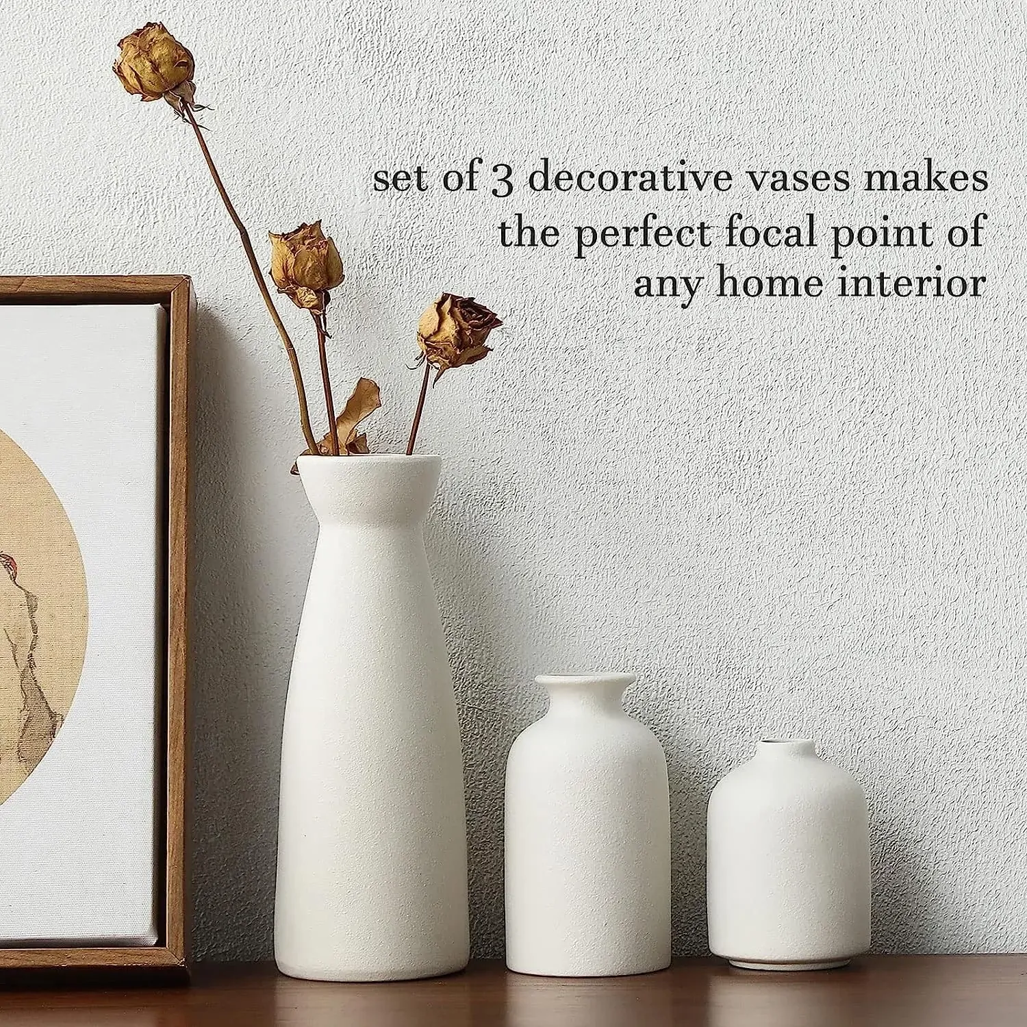 Ceramic Set of 3 Modern White Vases for Home D?cor Price
