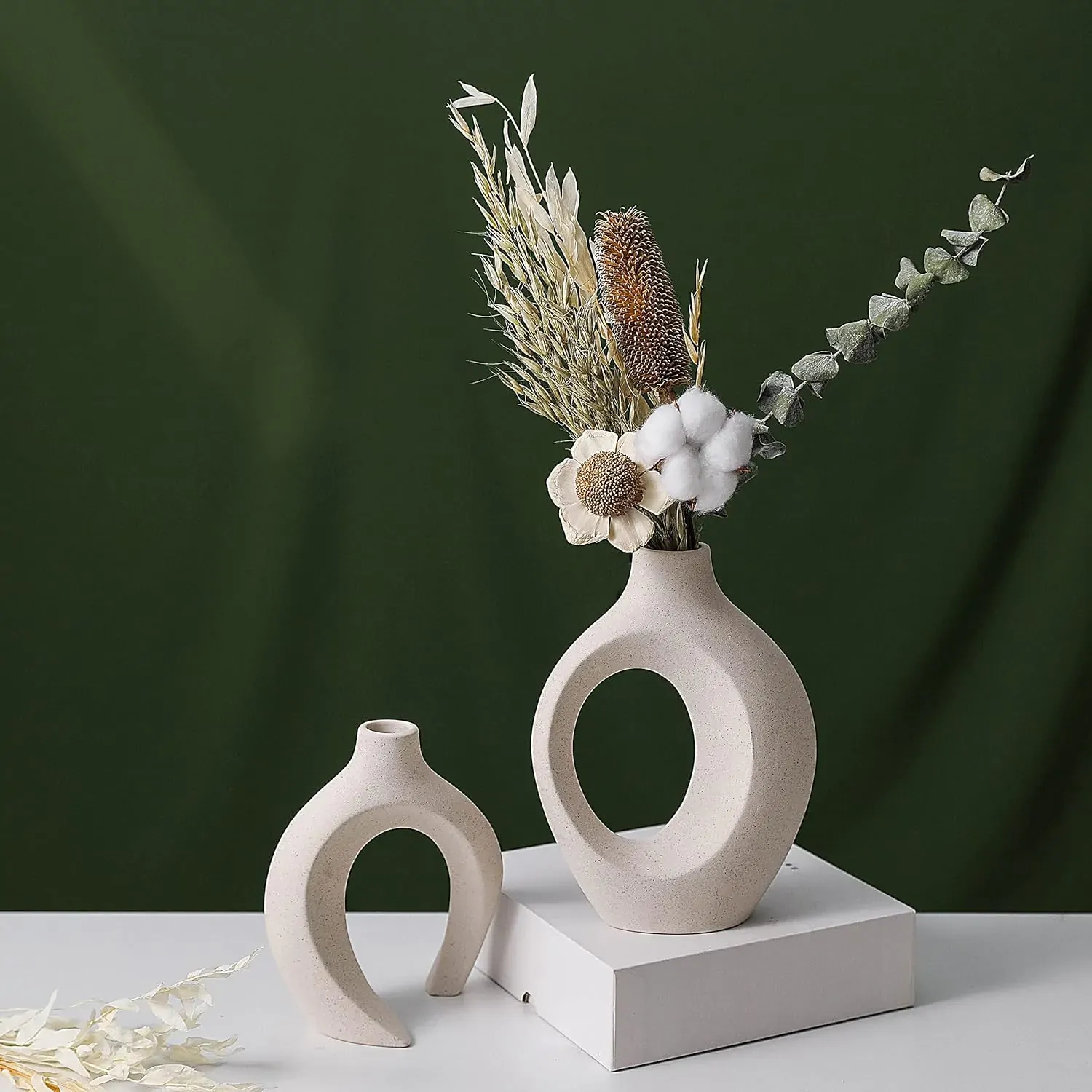 Ceramic Set of 2 Creative White Vases for Home Decor Price